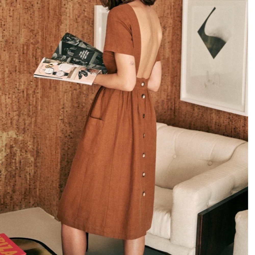 Sezane Robe Odalie Dress in Mocha